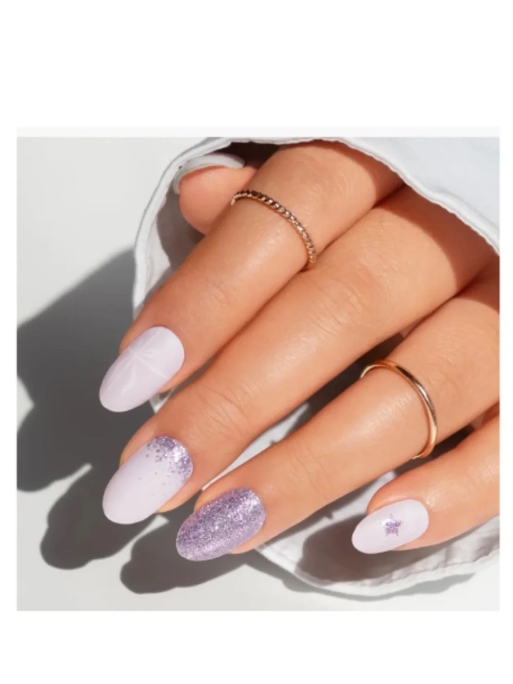 Purple Sparkling Star Semi-Cured Gel Nail Strip Set